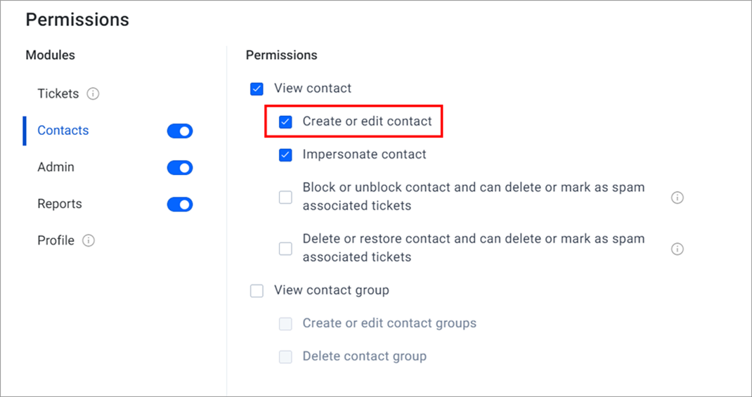 Create or Edit a Contact Permission