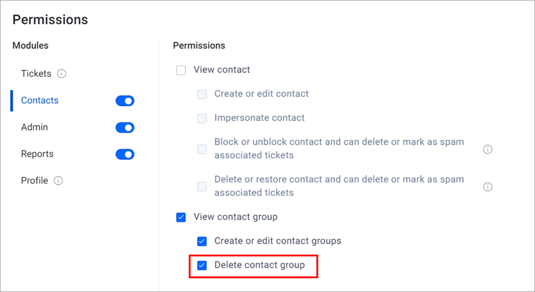 Delete Contact Group Permission