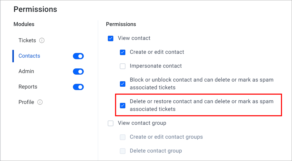 Delete Contact Groups Permission