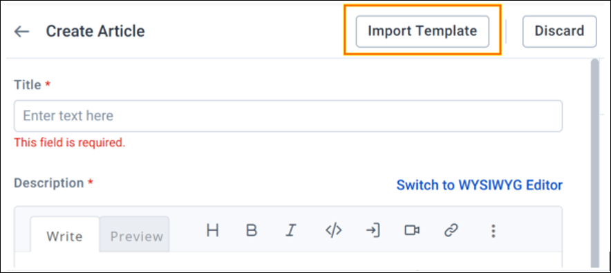 Import Template in Article Create